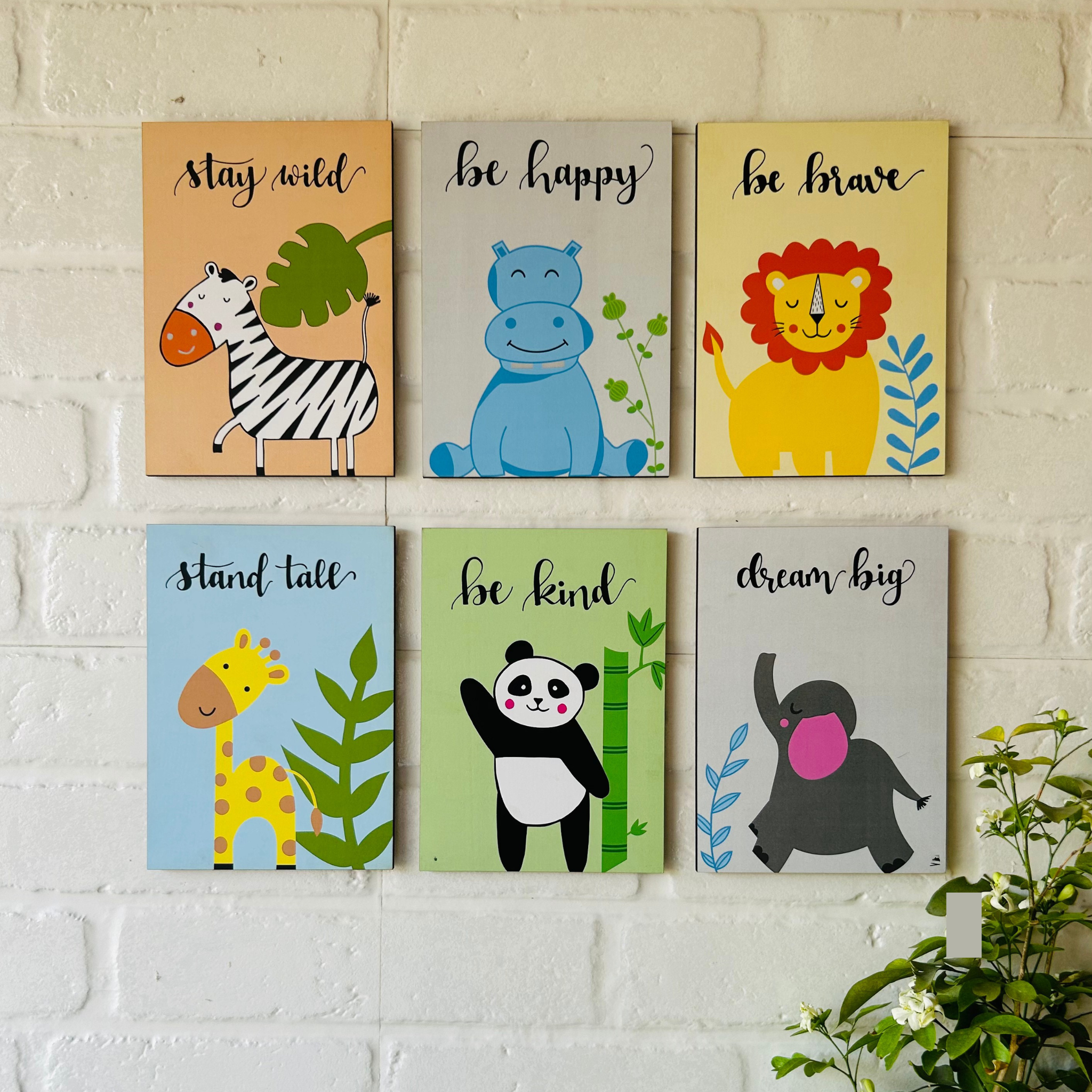 Kids Motivational Wall Art Boards | Wooden Nursery & Playroom Decor with Damage-Free Wall Mount (7” x 12”)