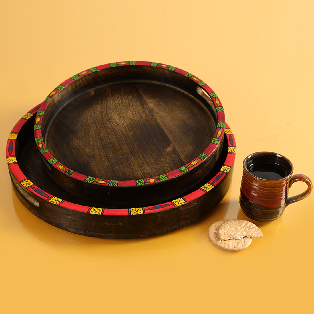 Tray Set of 2 - Madhubani Circle