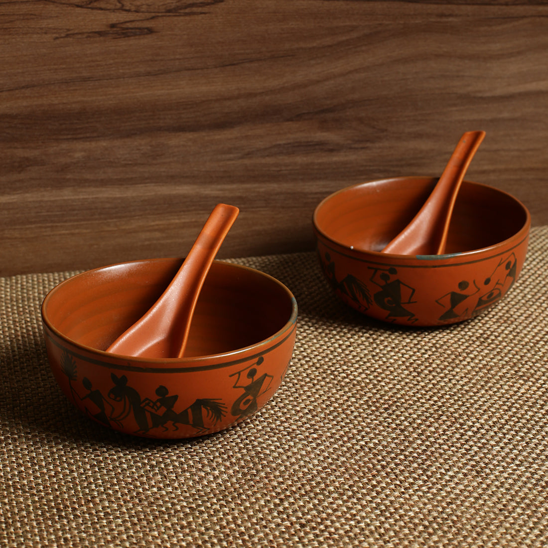 Soup Bowl set of 2 with Spoons - Warli Stories
