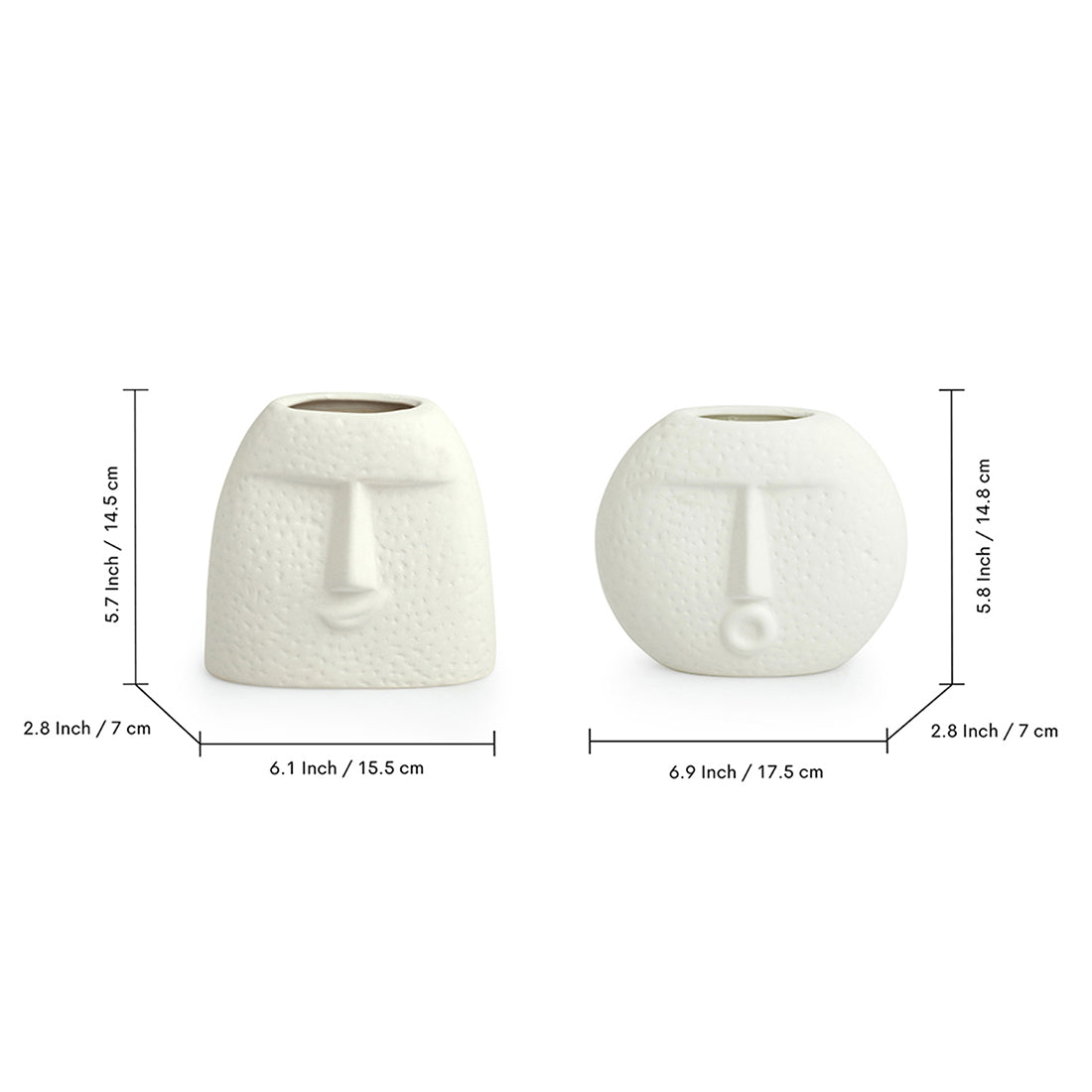 Ceramic Vase set of 2 - Mystic Faces