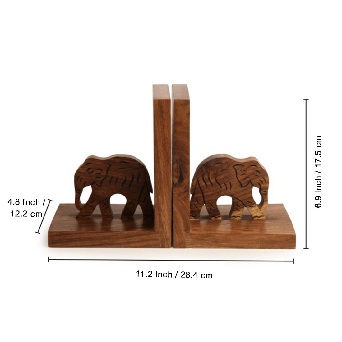 Hand-carved Book-ends - Elephant