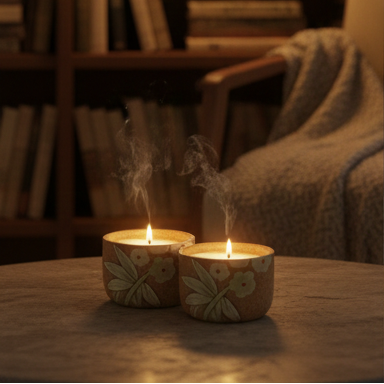 Candle - Handpainted Flowers