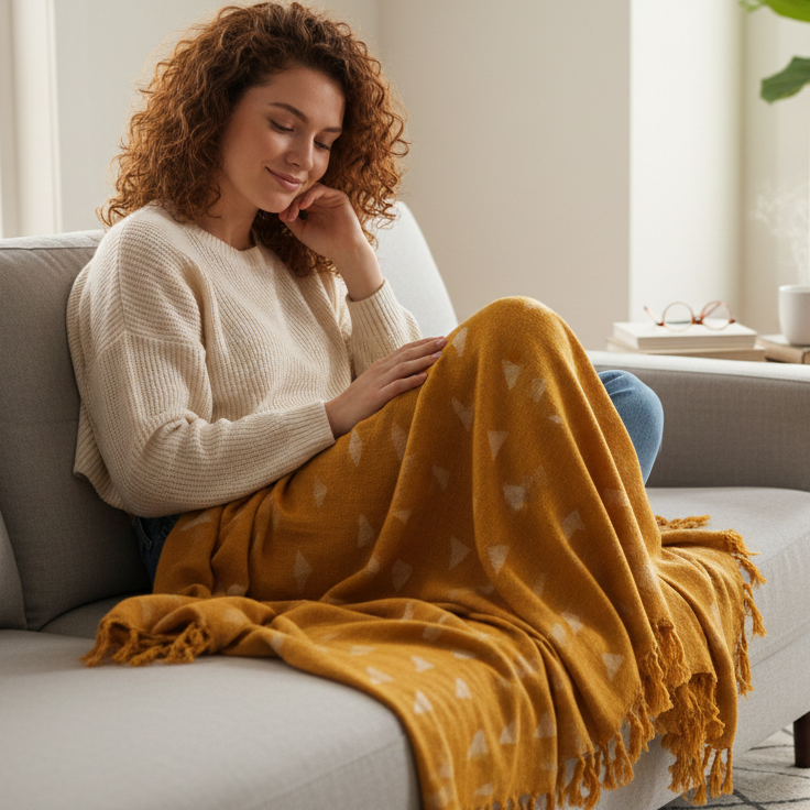 Hand Knitted/Woven Throw | 50" x 60" | 100% Cotton