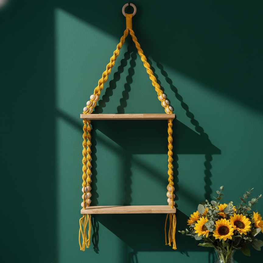 Double Tier Macrame Shelf