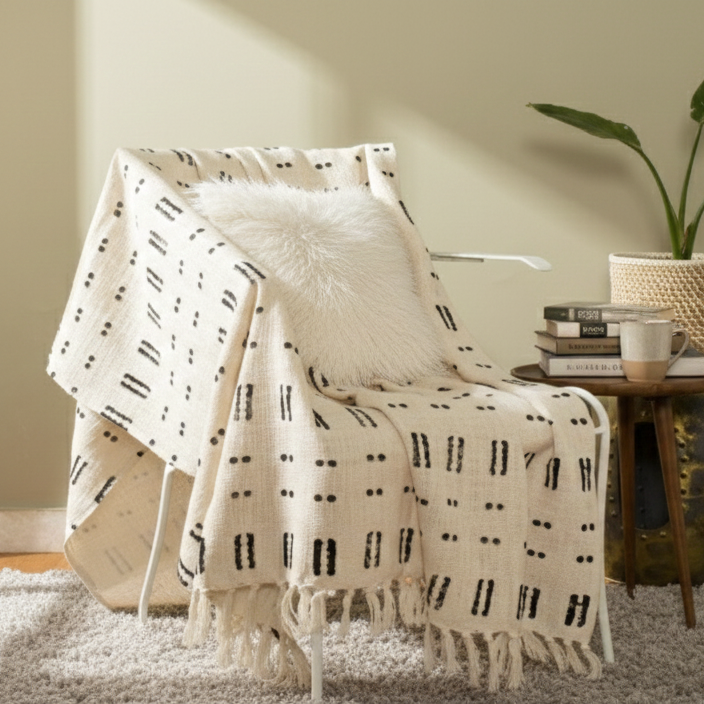 Hand Knitted/Woven Throw | 50" x 60" | 100% Cotton