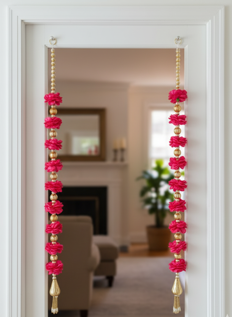 Leo Traditional Hanging (Pink Flower with Golden Drop)
