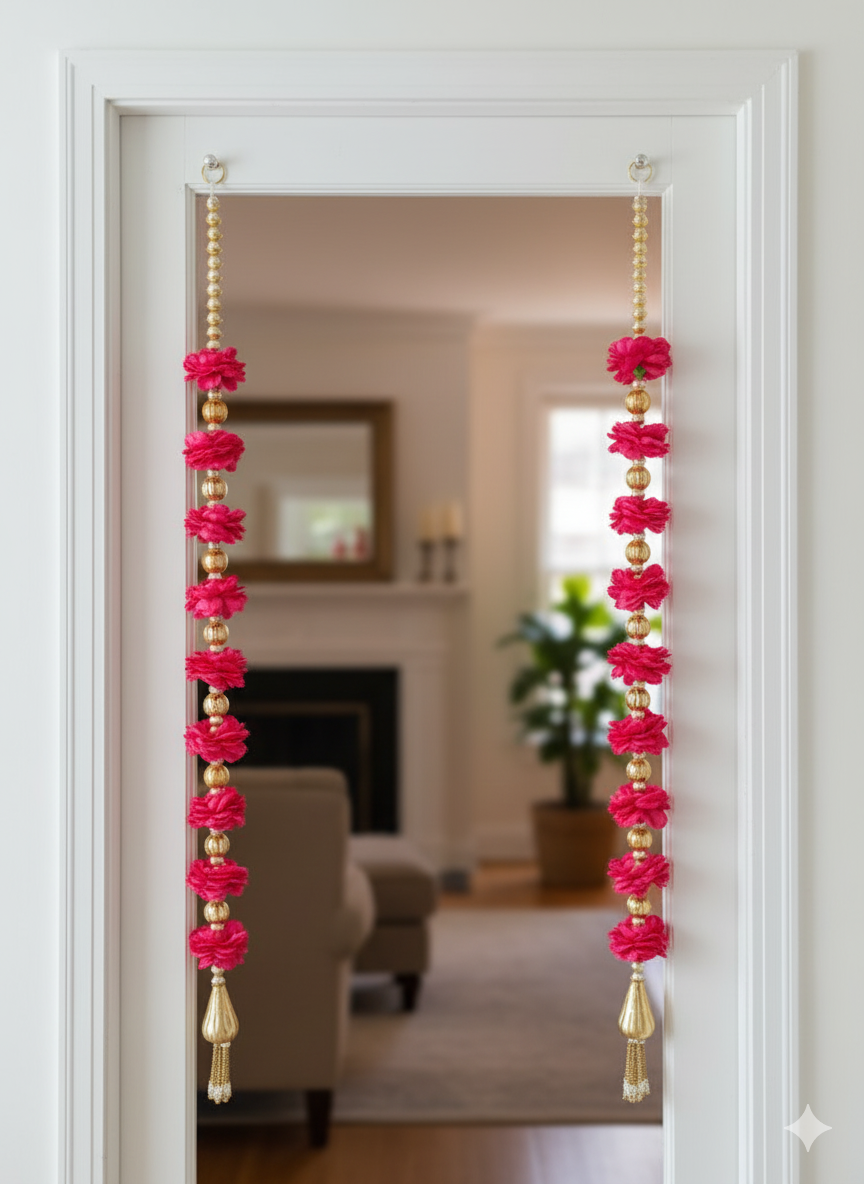 Leo Traditional Hanging (Pink Flower with Golden Drop)