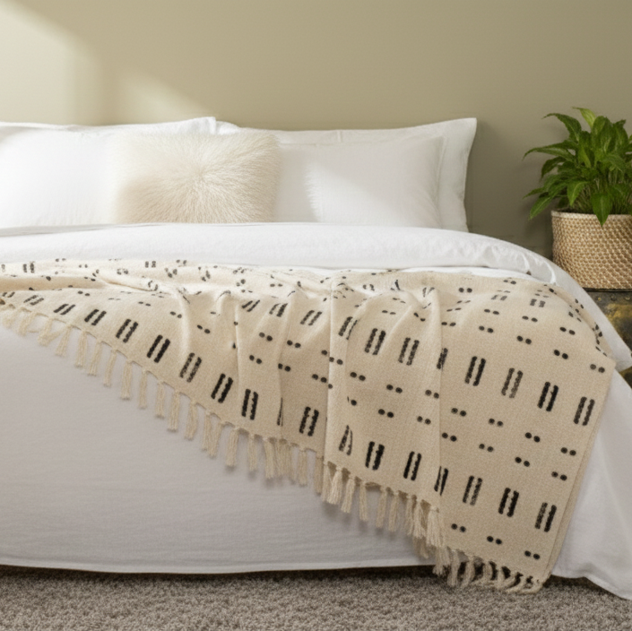 Hand Knitted/Woven Throw | 50" x 60" | 100% Cotton