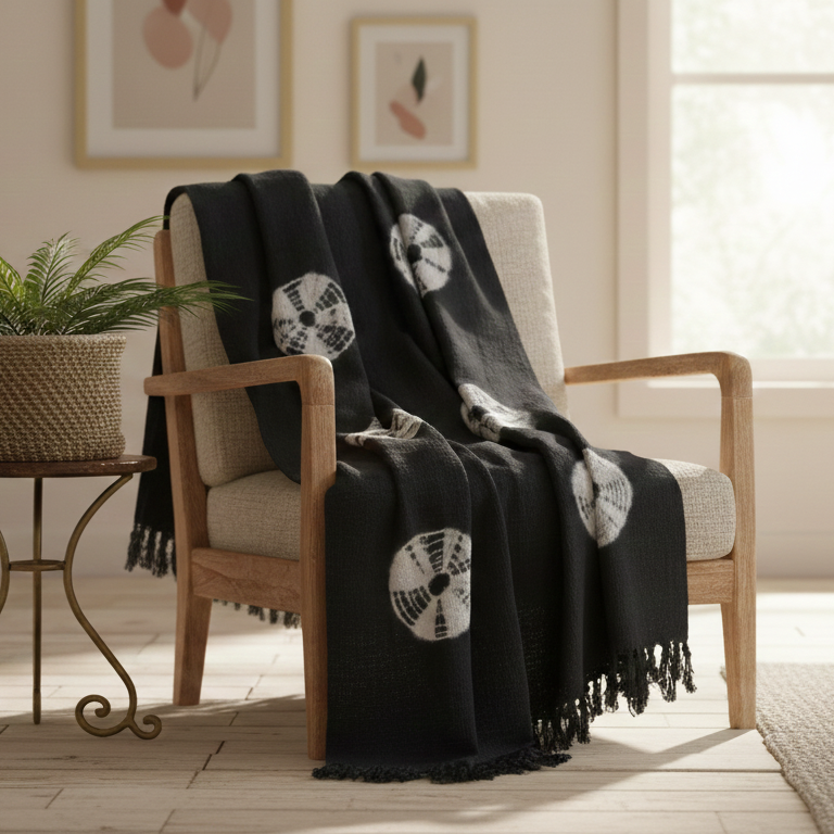 Hand Knitted/Woven Throw | 50" x 60" | 100% Cotton