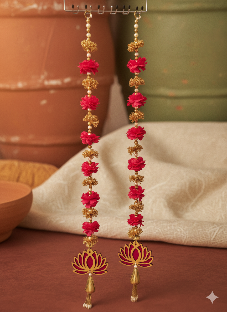 Leo Traditional Hanging (Pink & Golden Flower with Lotus & Drop)