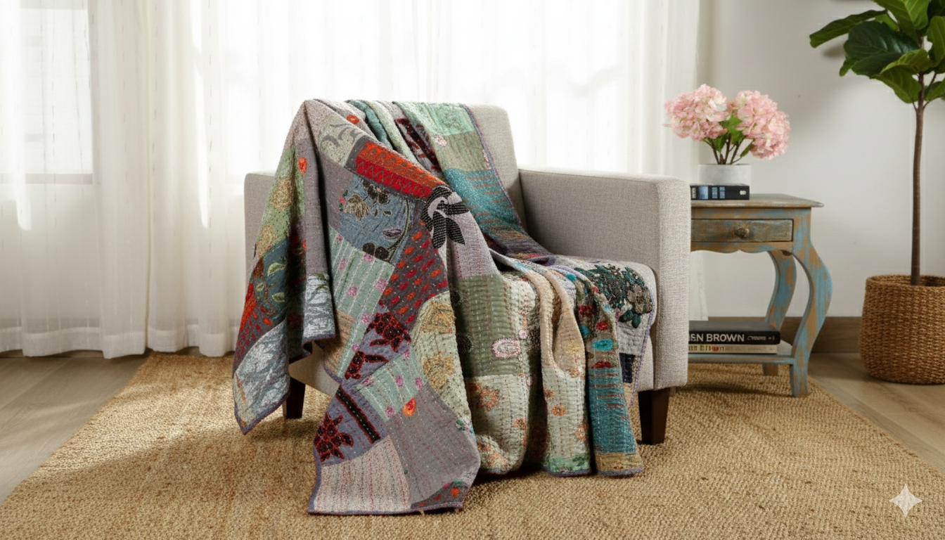 Hand Knitted/Woven Throw | 50" x 60" | 100% Cotton