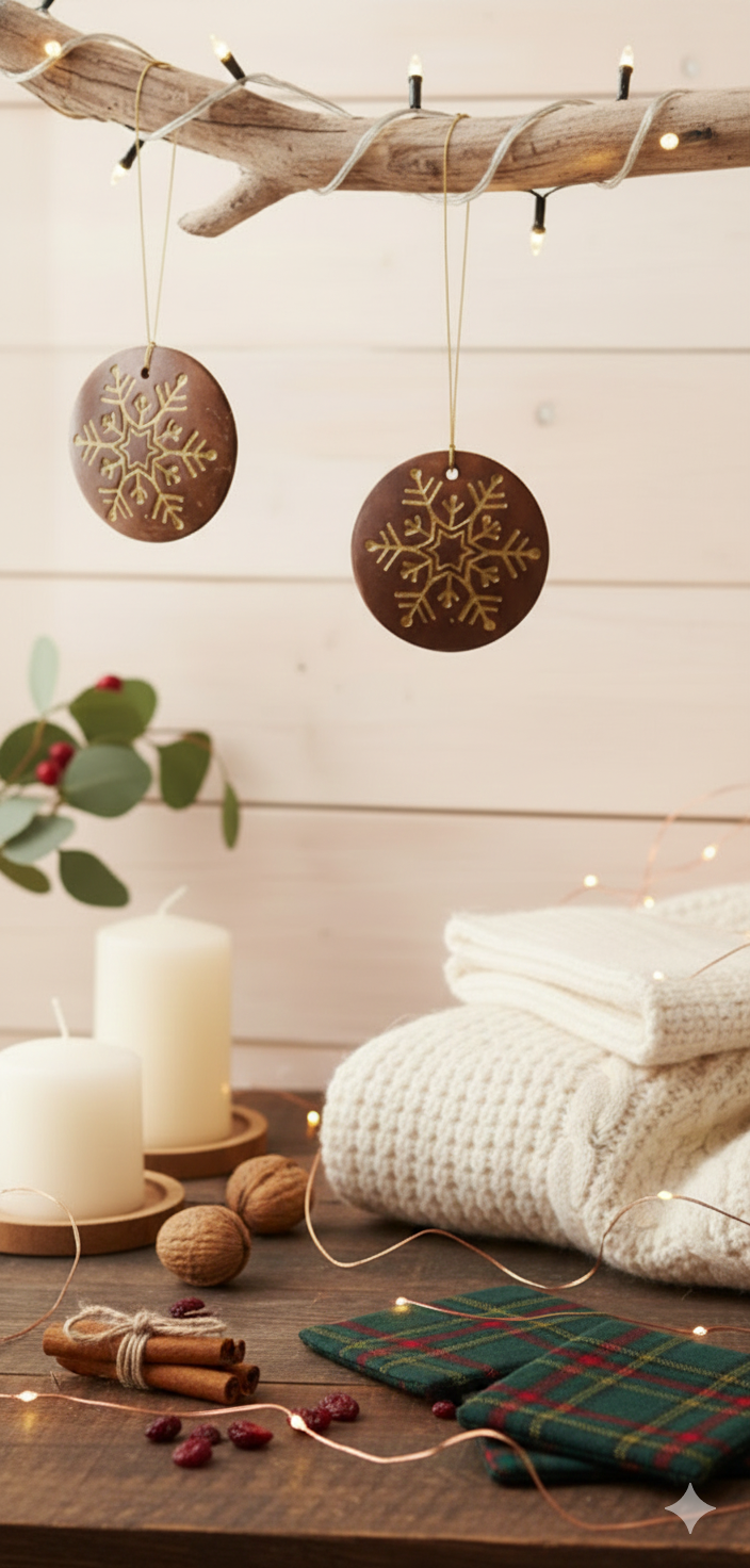 Hand-Carved Coconut Shell Christmas Ornament – Reindeer