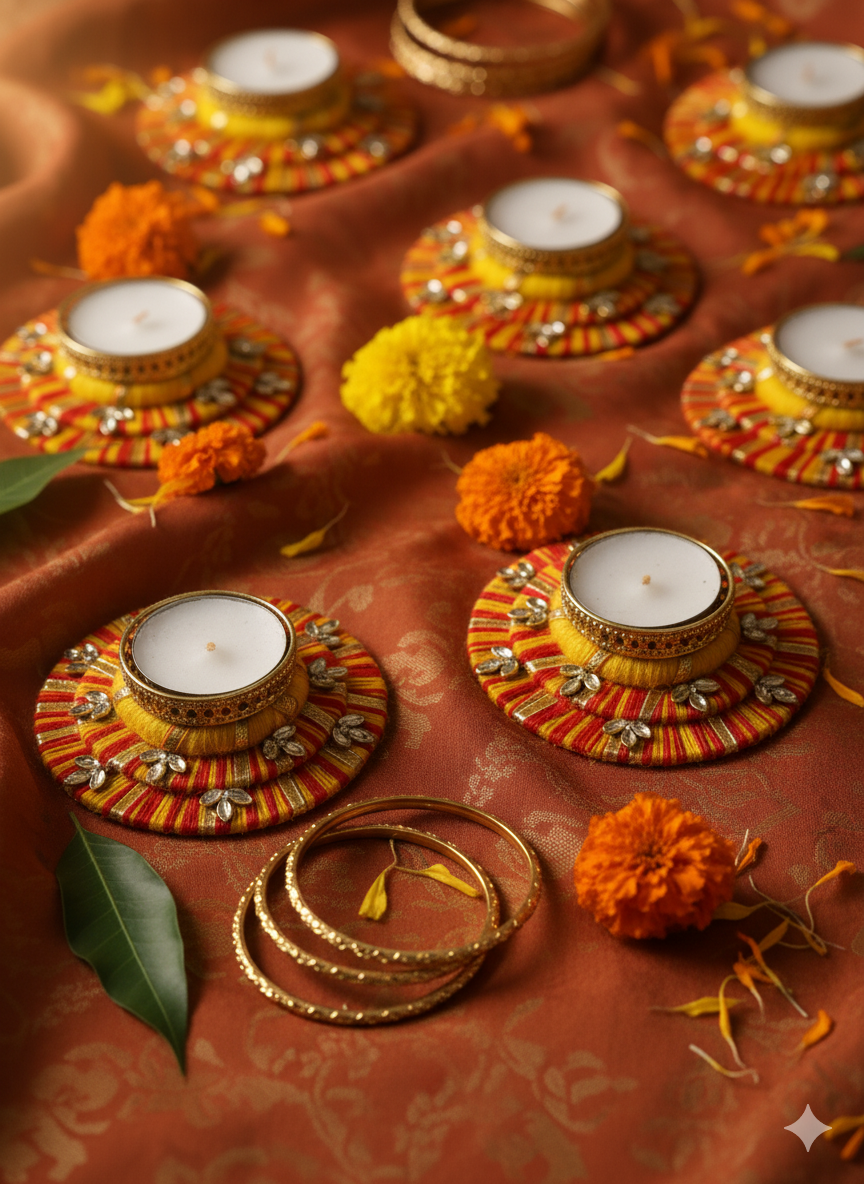 Leo Heavy T Light (Yellow & Orange base with Stones)