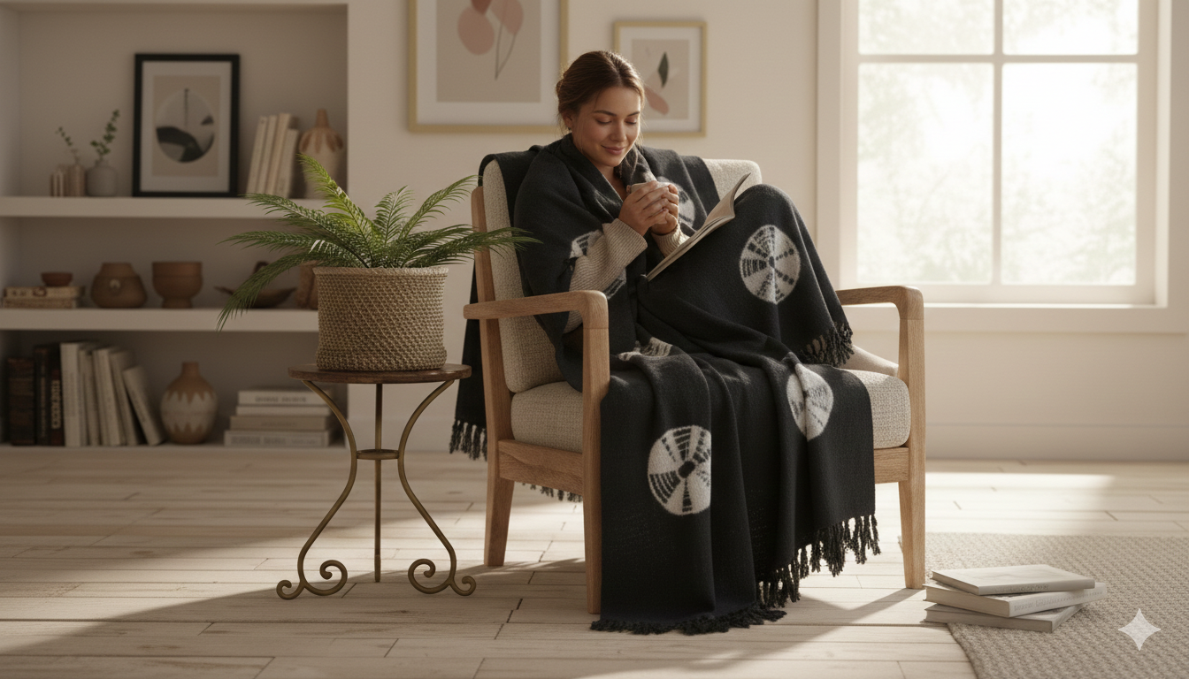 Hand Knitted/Woven Throw | 50" x 60" | 100% Cotton