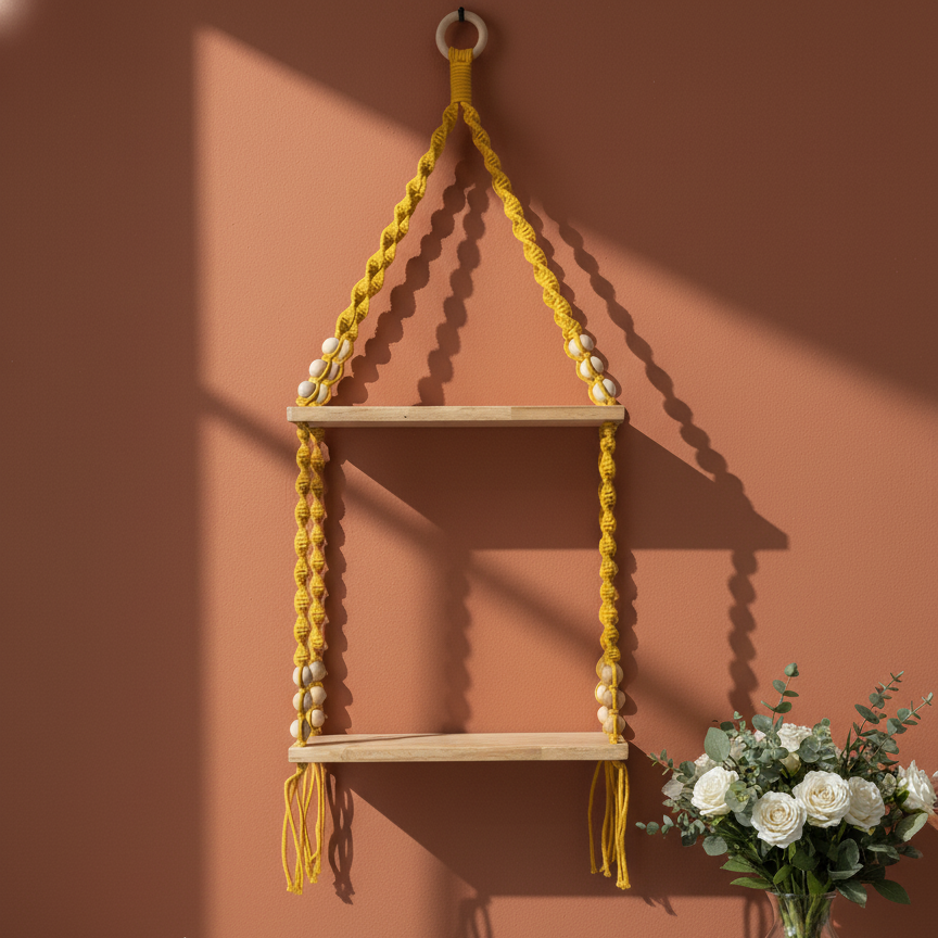 Double Tier Macrame Shelf