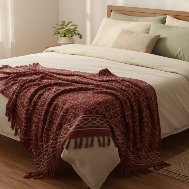 Hand Knitted/Woven Throw | 50" x 60" | 100% Cotton