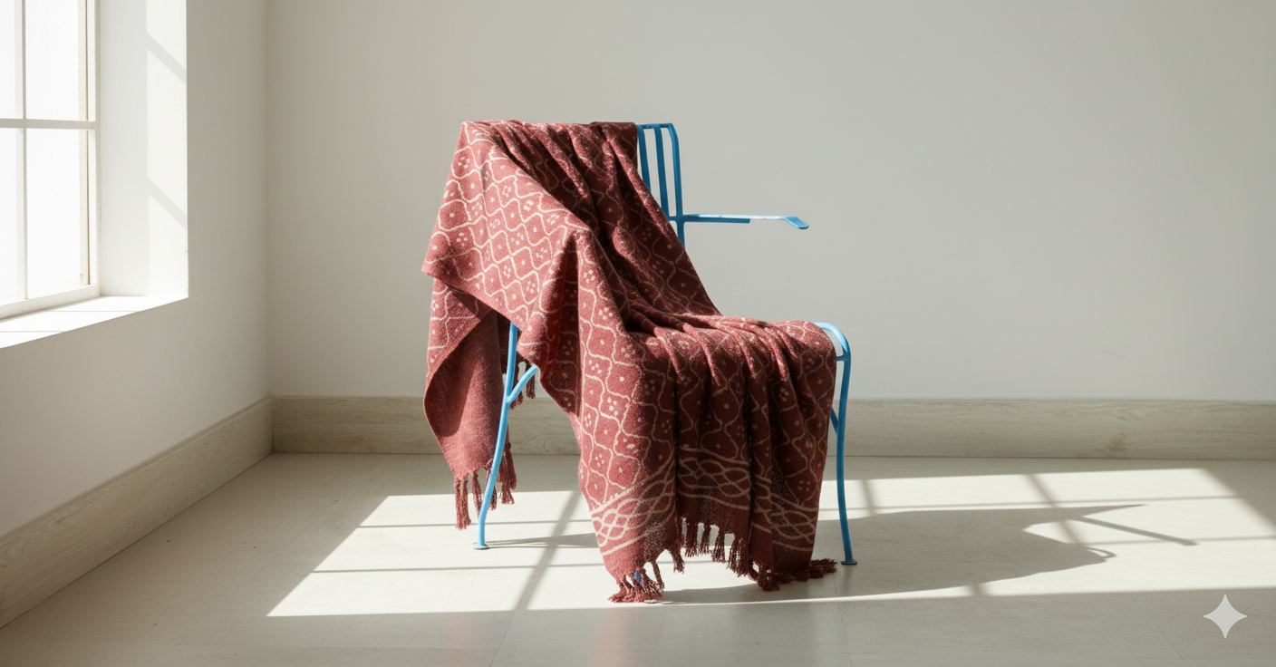 Hand Knitted/Woven Throw | 50" x 60" | 100% Cotton