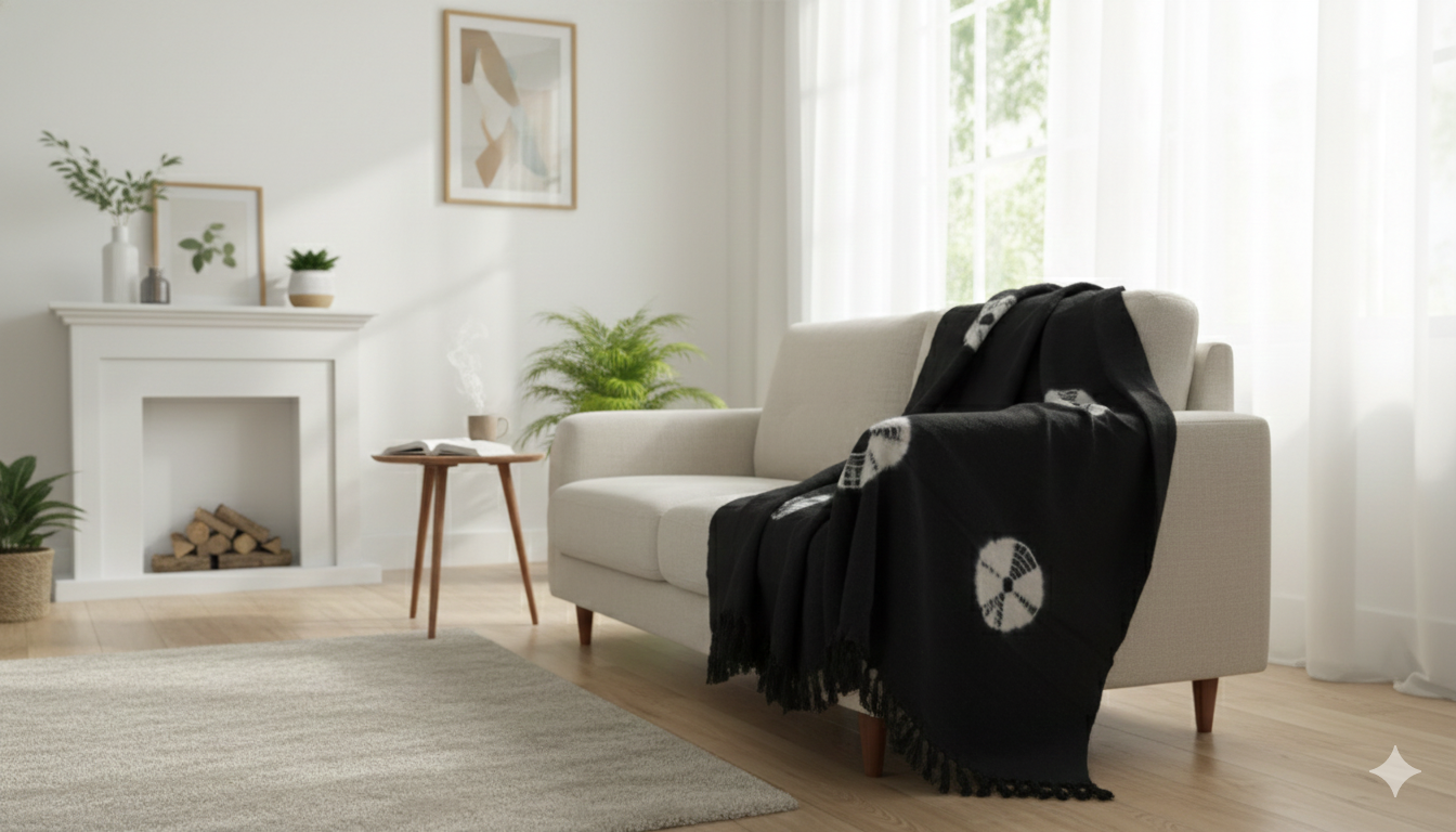 Hand Knitted/Woven Throw | 50" x 60" | 100% Cotton