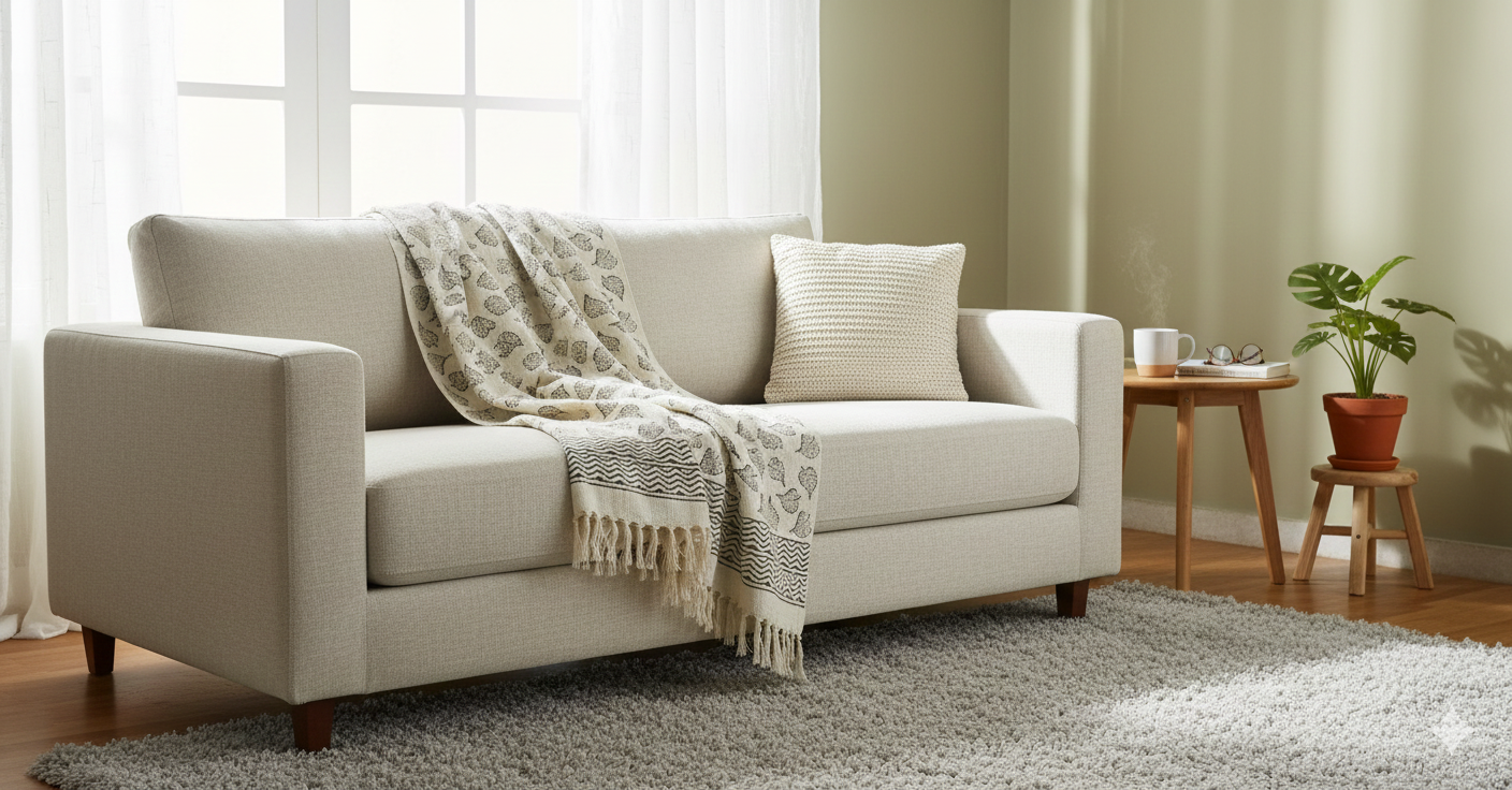 Hand Knitted/Woven Throw | 50" x 60" | 100% Cotton