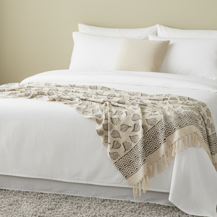 Hand Knitted/Woven Throw | 50" x 60" | 100% Cotton