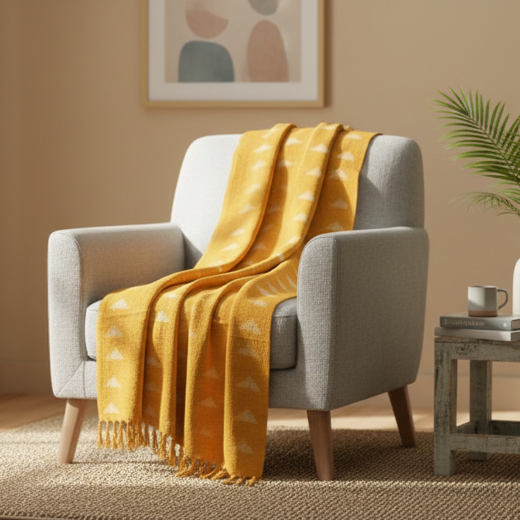 Hand Knitted/Woven Throw | 50" x 60" | 100% Cotton