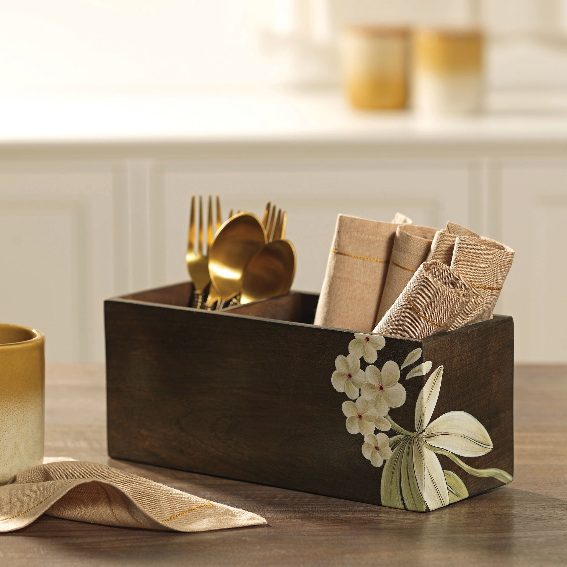 Cutlery Stand - AuraGold Flower