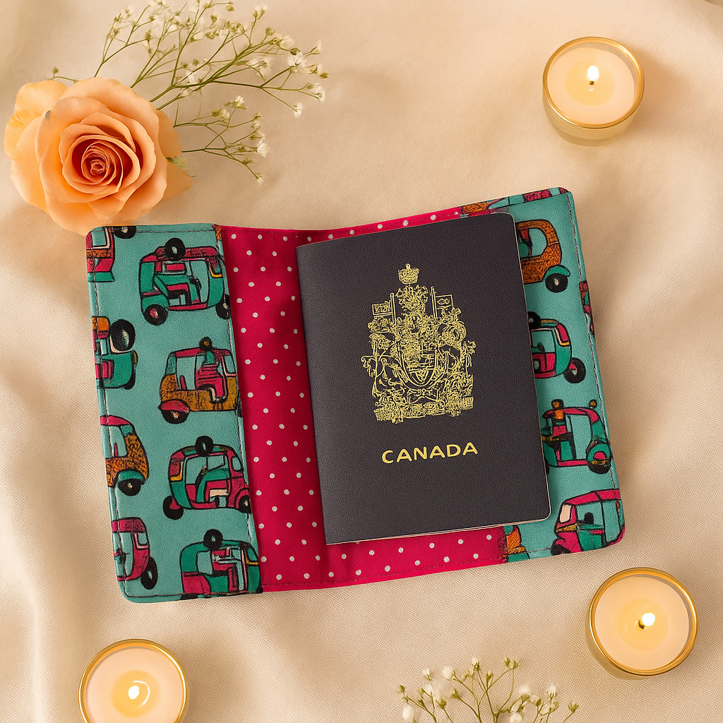 Fabric Passport Cover - Auto Rickshaw