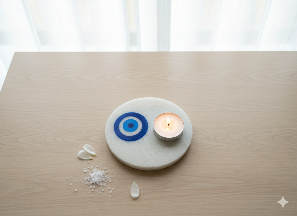 Marble T Light Holder (Evil Eye)