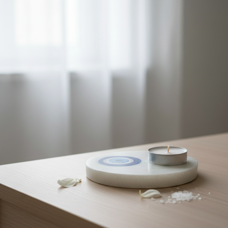 Marble T Light Holder (Evil Eye)