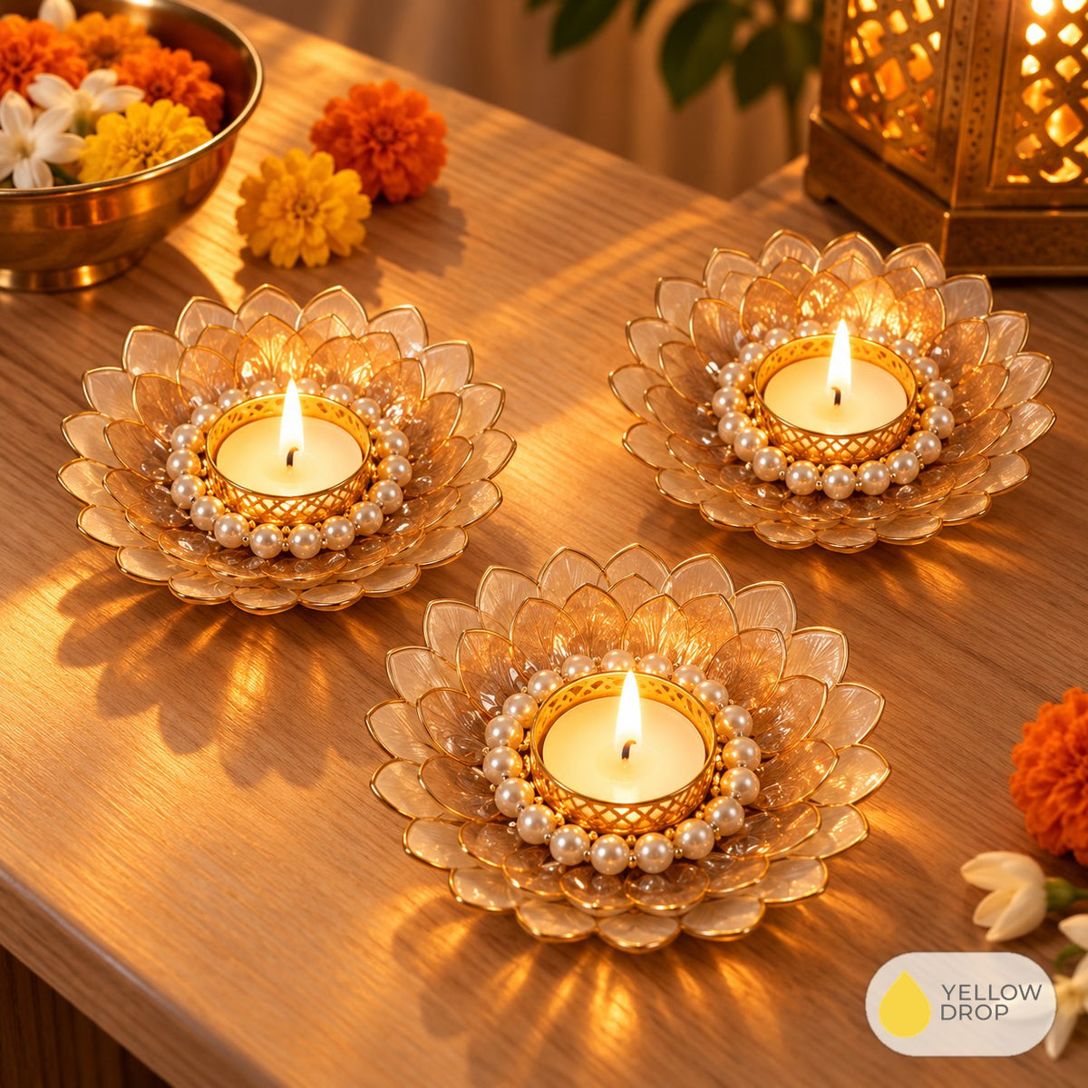 Lotus Petal Tealight Holders, Peach
