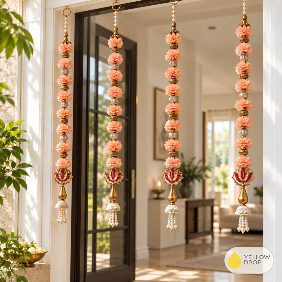 Peach Flower Hangings on a doorway