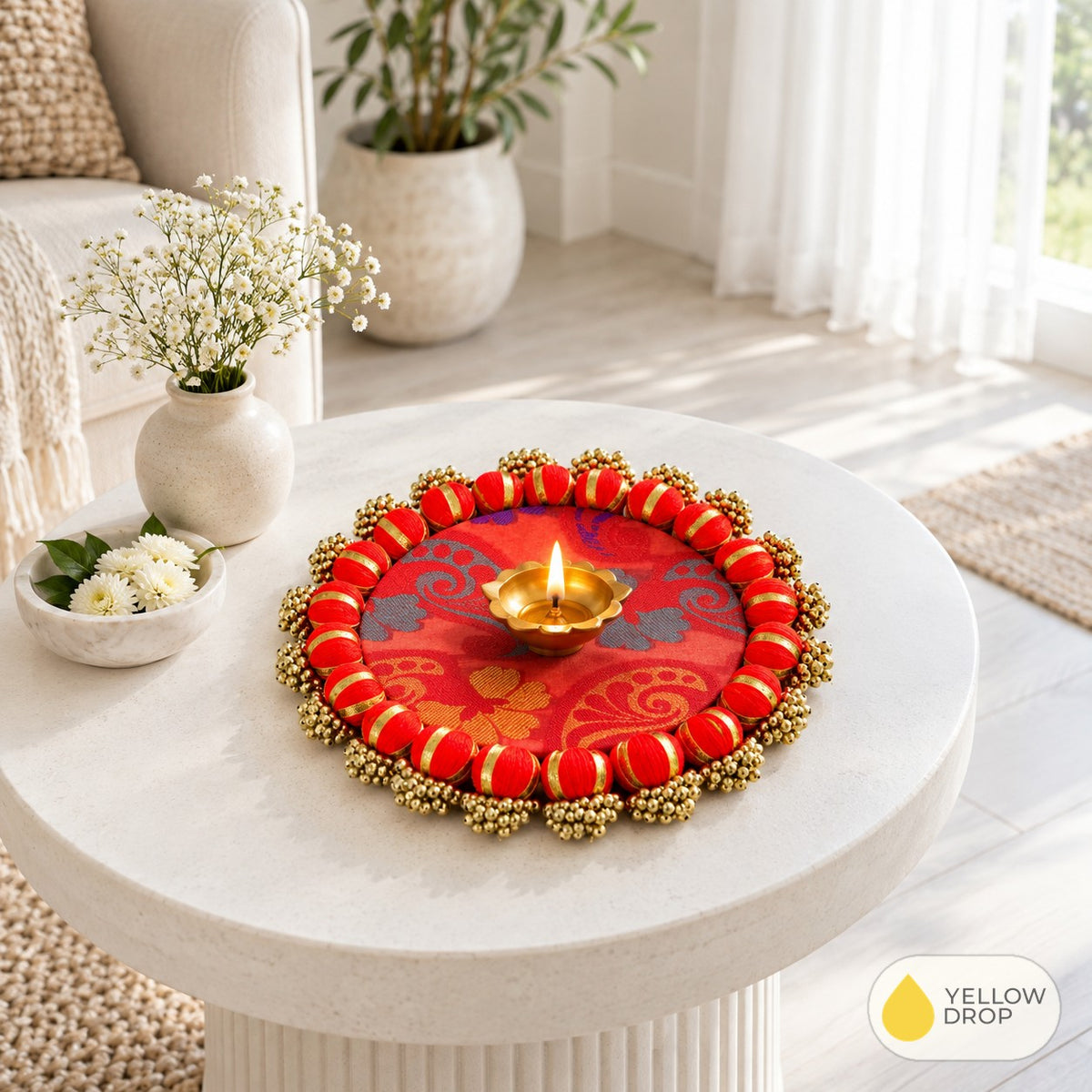 Diwali Diya in a Minimalist Living Room