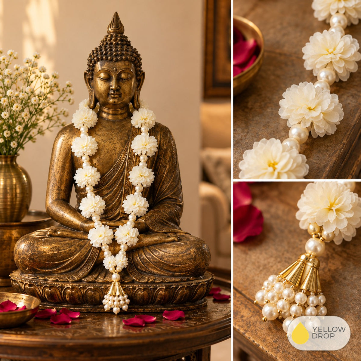 White flower tassel hanging details