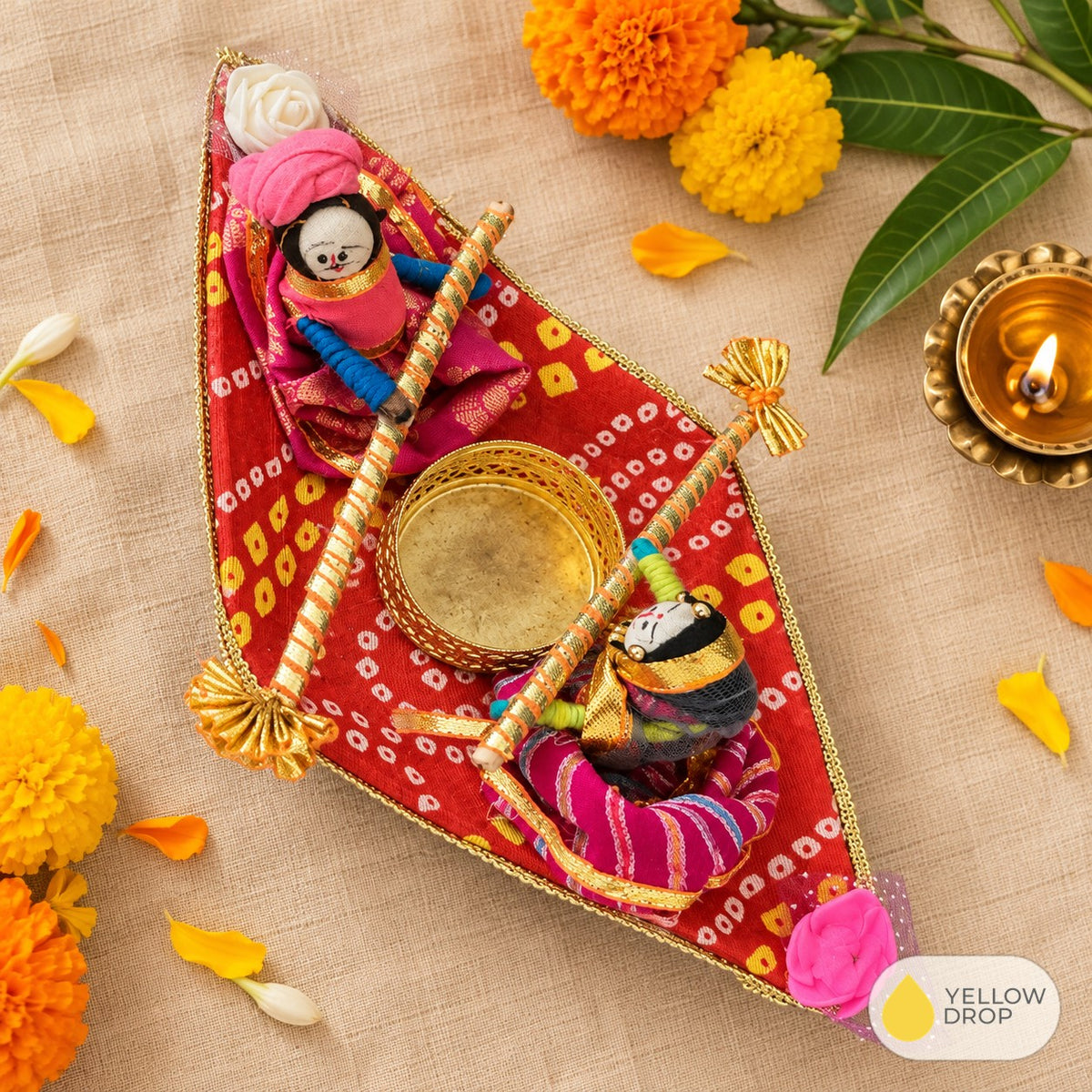 Rajasthani doll boat tealight holder